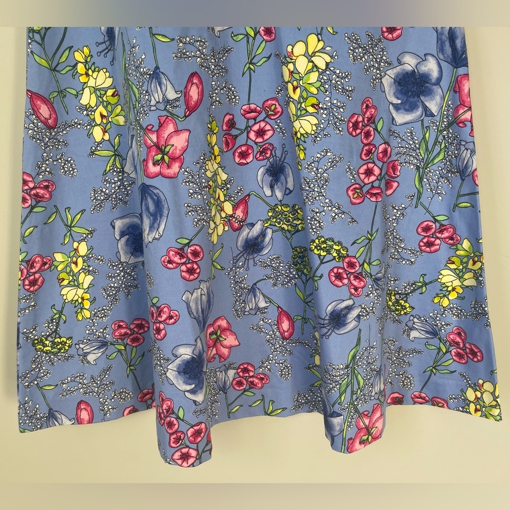 Talbots Fit and Flare Floral Blue Yellow Pink Sleeveless Womens Dress Size 14p - Picture 3 of 7